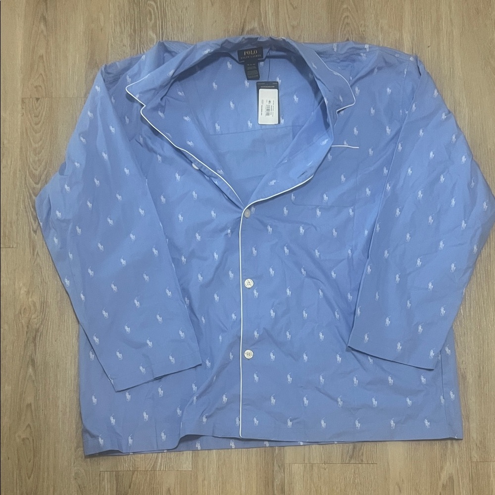 Ralph Lauren Blue Polo Shirt with White Details